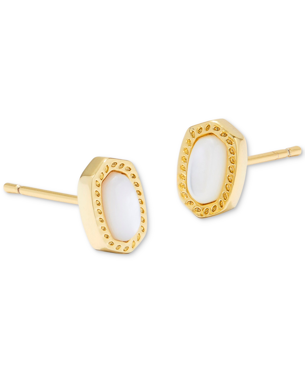 Kendra Scott 14k Gold-plated Oval Stone Stud Earrings In Ivory Mother Of Pearl