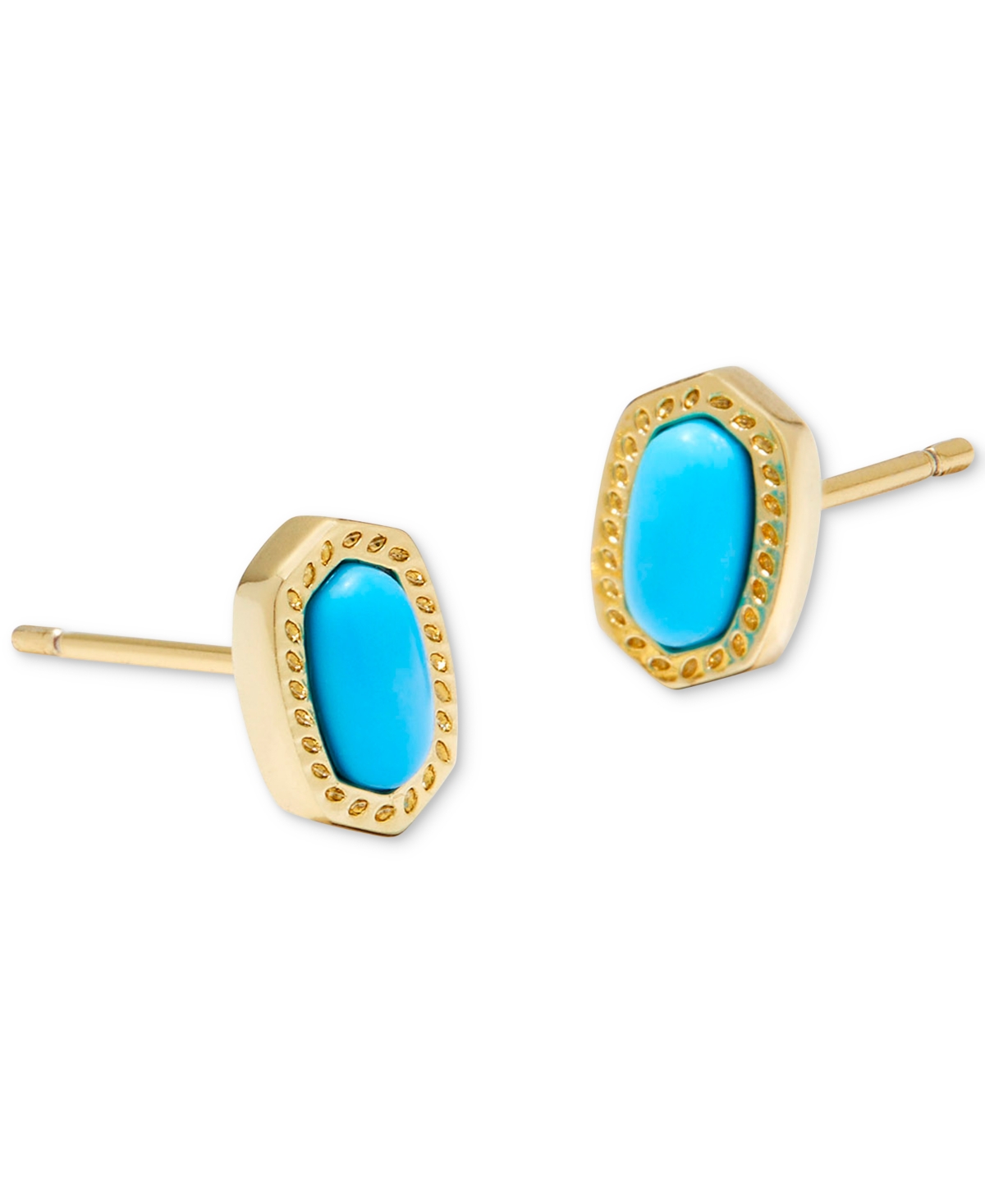 14k Gold-Plated Oval Stone Stud Earrings - Pink Opalite Crystal