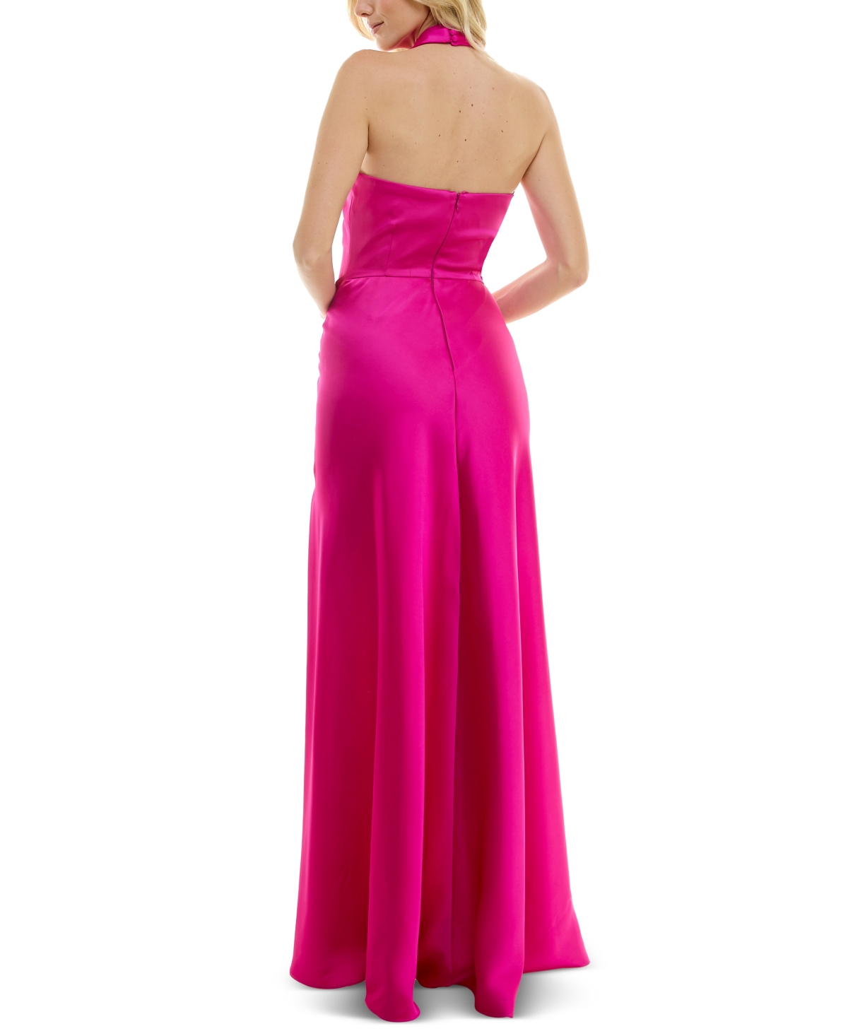 Shop Taylor Women's High-low Halter Gown In Magenta