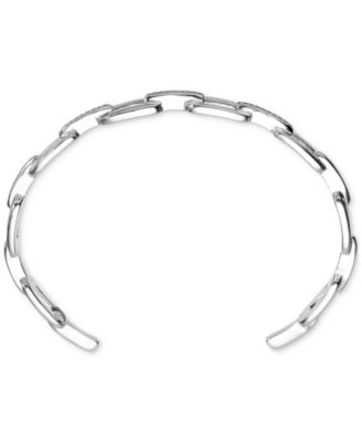 Diamond Link Cuff Bangle Bracelet (1/6 ct. t.w.) in Sterling Silver