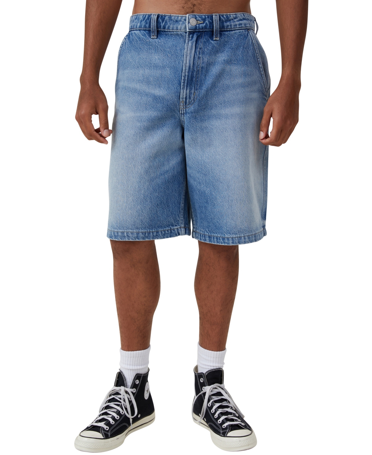 Shop Cotton On Men's Baggy Denim Shorts In Cannonball Blue
