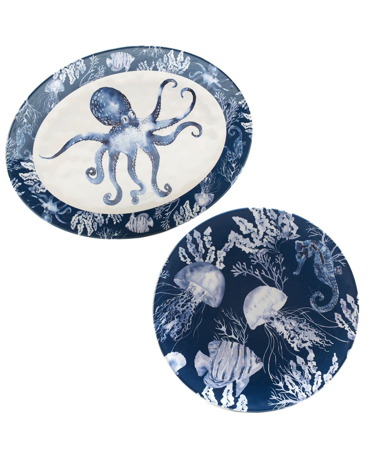Shop Certified International Sea Life 2 Pc Platter Set, Service For 2 In Miscellaneous