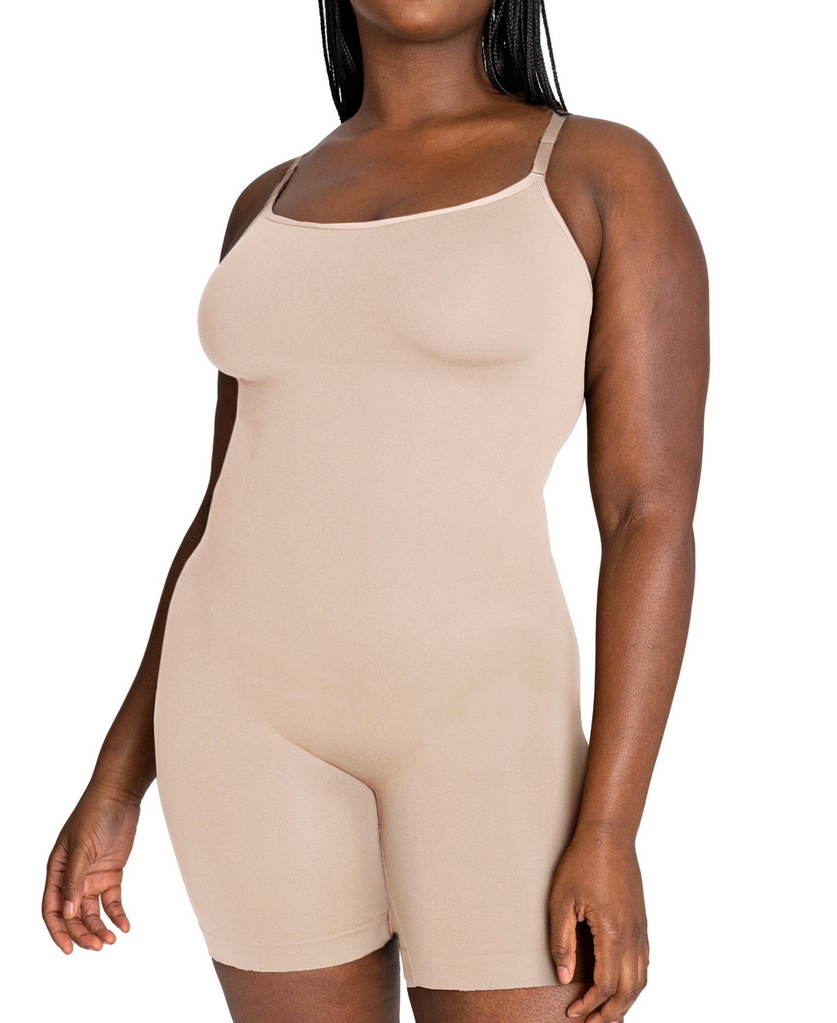 SHAPERMINT ESSENTIALS WOMEN'S SCOOP NECK MID-THIGH BODYSUIT 95002
