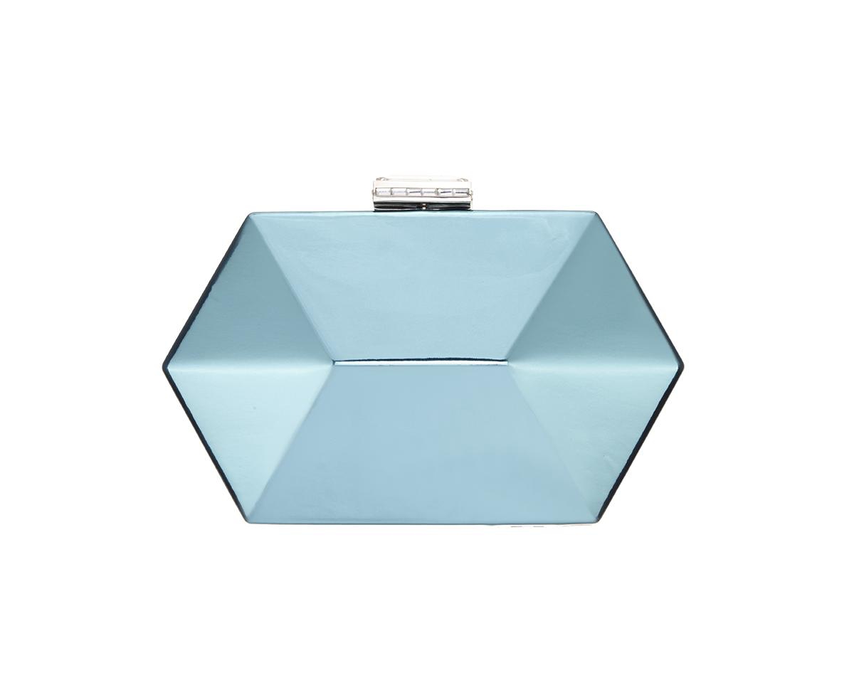 Shop Nina Geometric Mirror Metallic Patent Minaudiere Handbag In Sea Green