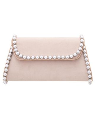 Imitation Pearl Trim Trapezoid Flap Bag