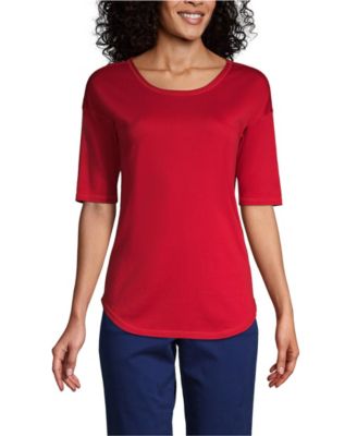 Women's Supima Micro Modal Elbow Sleeve Balletneck Curved Hem Top