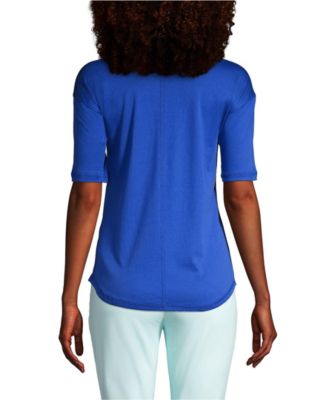 Women's Supima Micro Modal Elbow Sleeve Balletneck Curved Hem Top