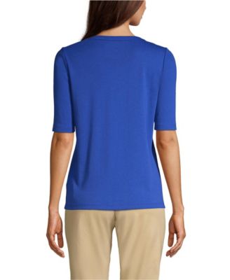 Women's Cotton Polyester Modern Half Sleeve Splitneck