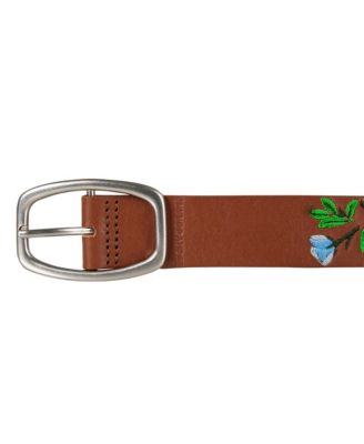 Embroidered Floral Leather Belt