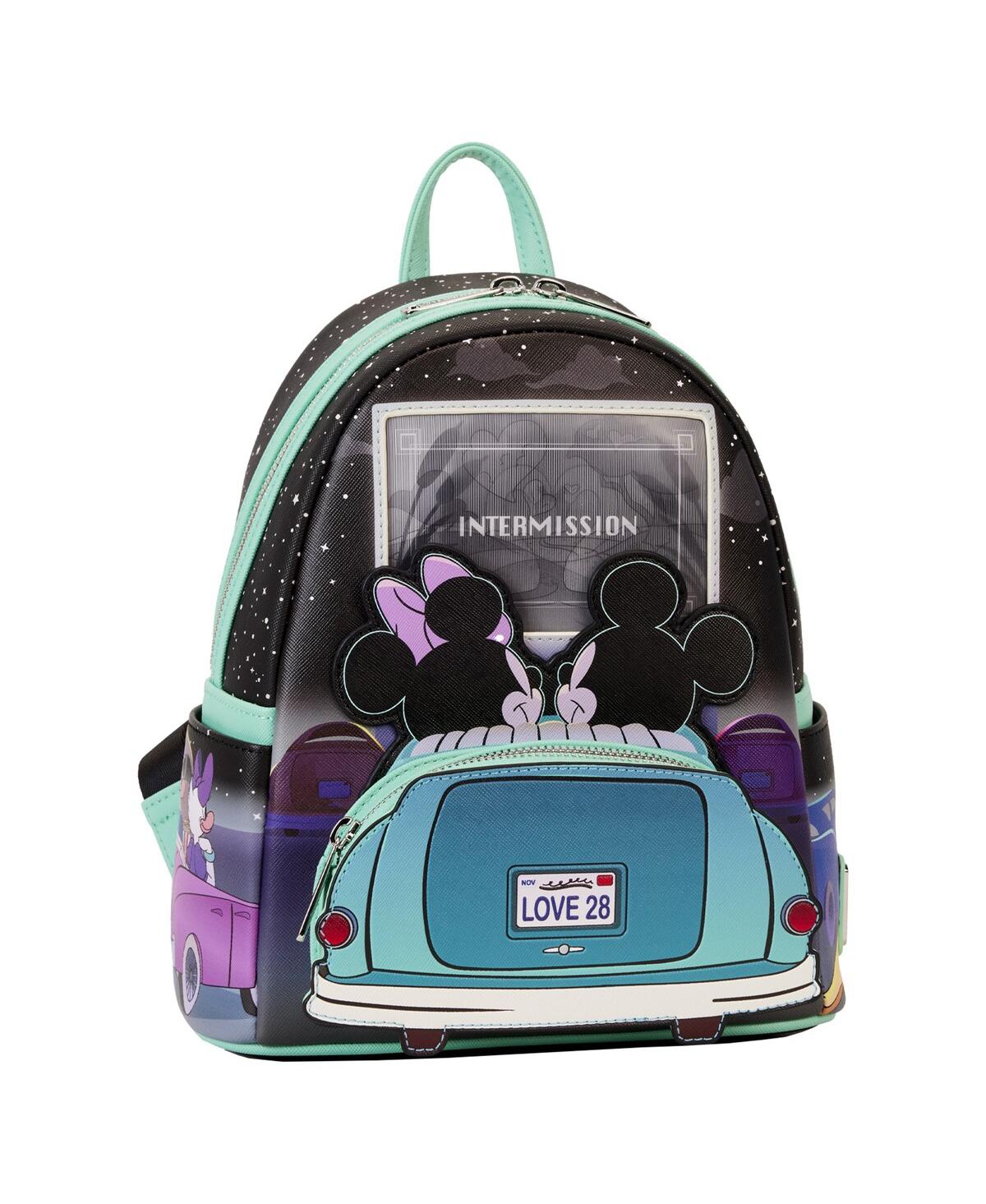 Shop Loungefly Men's And Women's  Mickey & Minnie Distressed Date Night Drive-in Mini Backpack In Multi