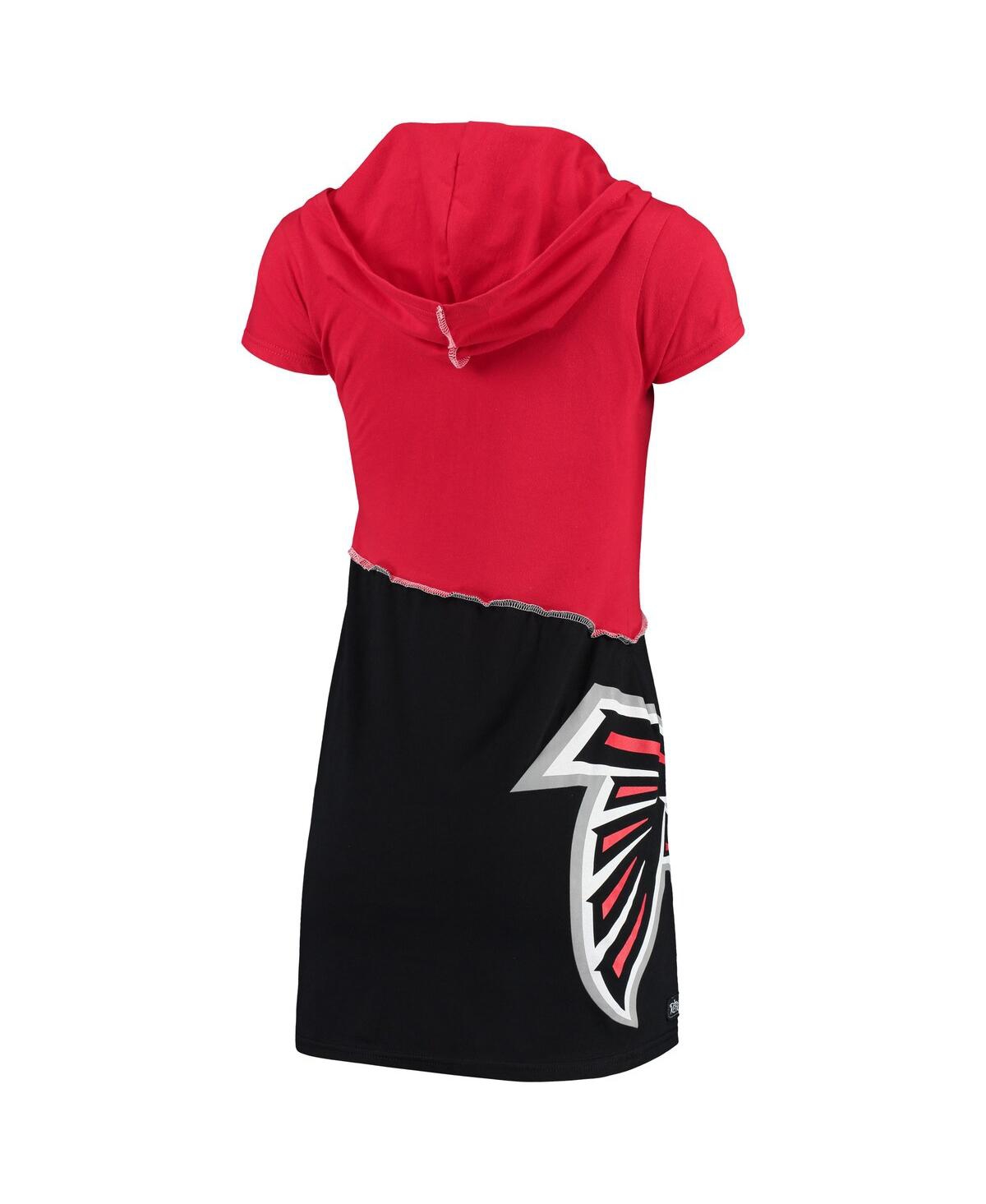 Shop Refried Apparel Women's  Red, Black Atlanta Falcons Hooded Mini Dress In Red,black