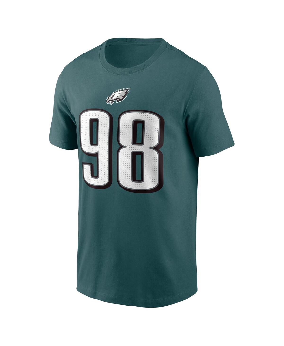 Men's Nike Jalen CarterPhiladelphia Eagles 2023 Nfl Draft First Round Pick Player Name and Number T-shirt - Midnight Green