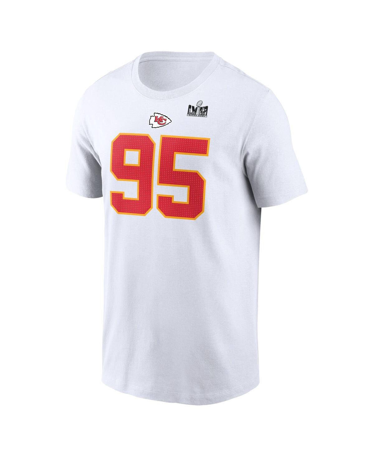 Shop Nike Men's  Chris Jones White Kansas City Chiefs Super Bowl Lviii Patch Name And Number T-shirt