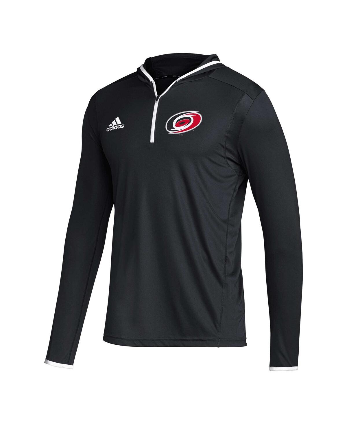Shop Adidas Originals Men's Adidas Black Carolina Hurricanes Team Long Sleeve Quarter-zip Hoodie T-shirt
