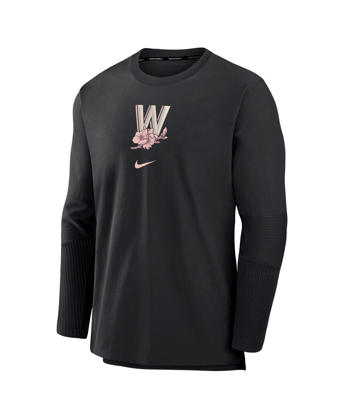 Men's NikeWashington Nationals Authentic Collection City Connect Player Tri-Blend Performance Pullover Jacket - Black