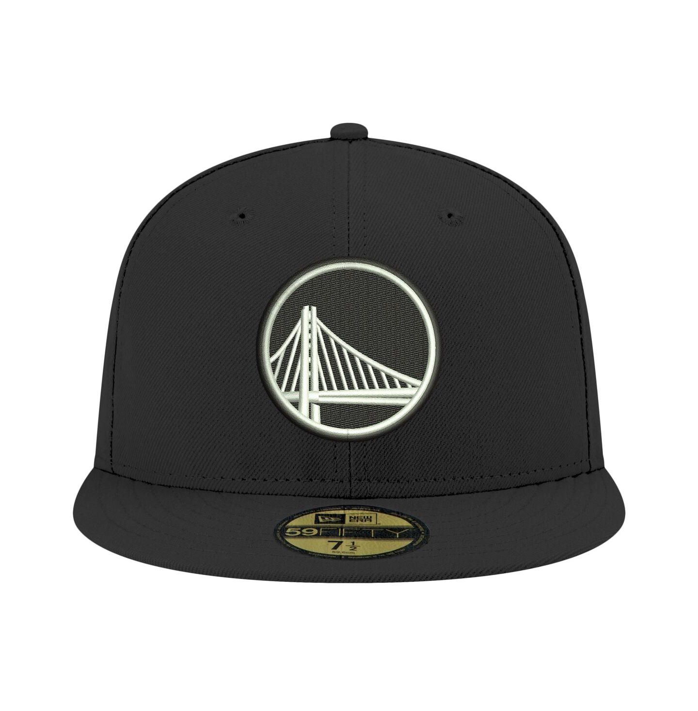 Мужская кепка New Era Black Golden State Warriors Black and White 59FIFTY Fitted Hat — фото 2