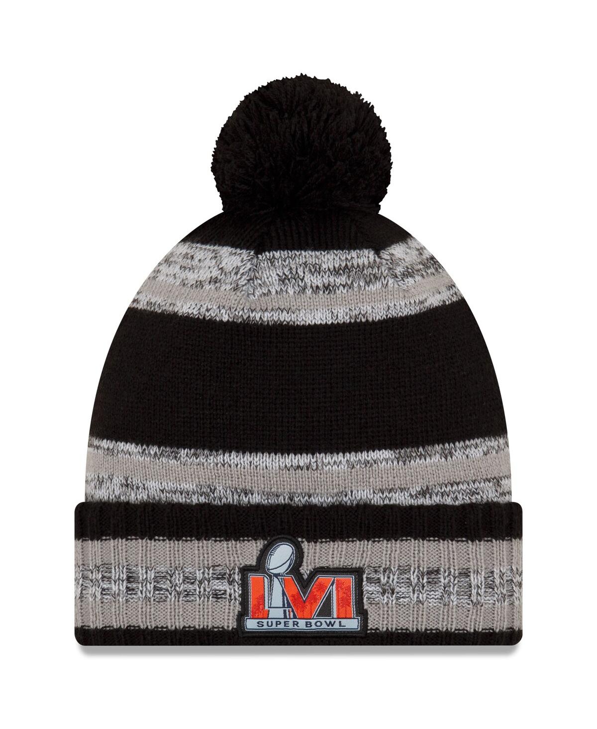 New Era Men's  Heathered Gray, Black Los Angeles Rams Super Bowl Lvi Champions Parade Cuffed Pom Knit In Heathered Gray,black