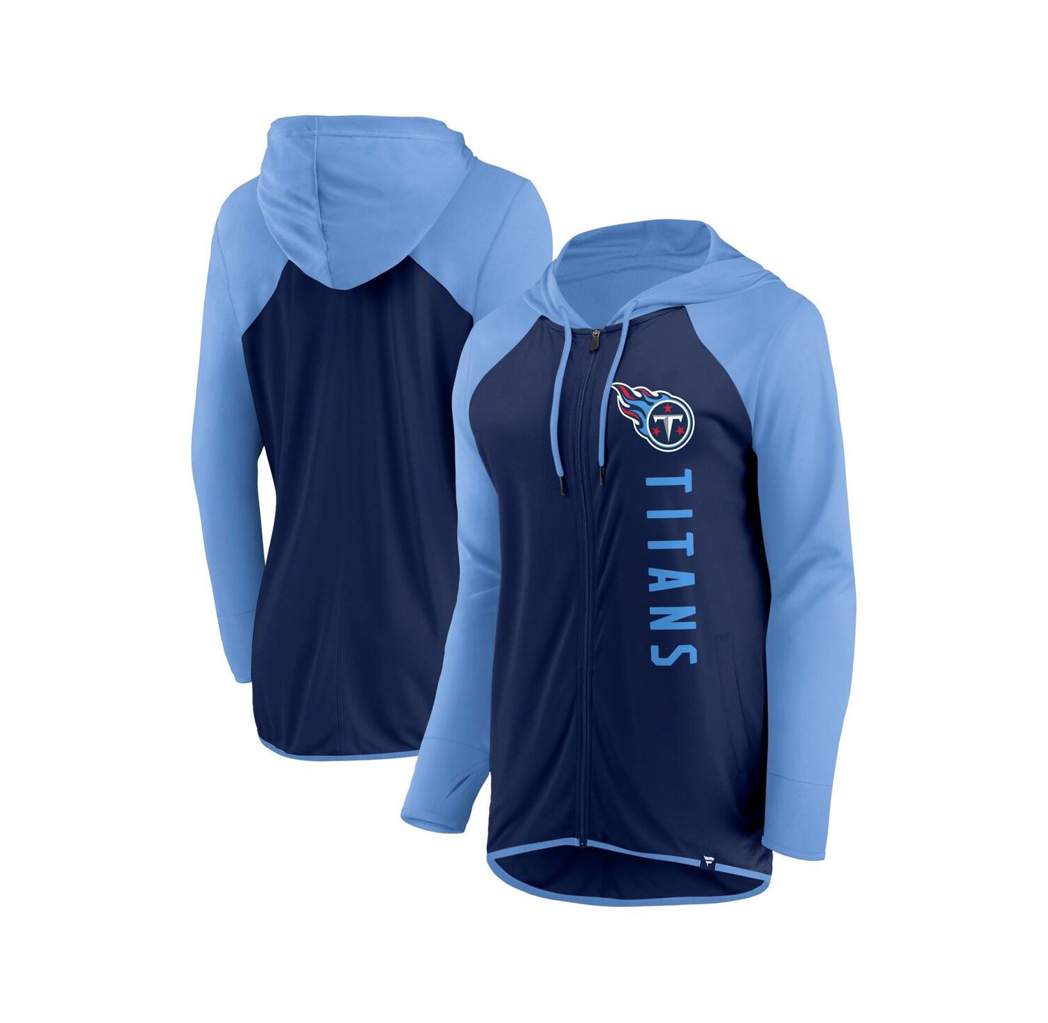Women's Navy, Light Blue Tennessee Titans Forever Fan Full-Zip Hoodie