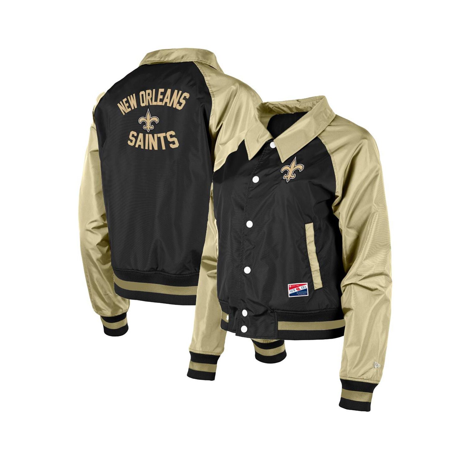 Women's Black New Orleans Saints Coaches Raglan Full-Snap Jacket