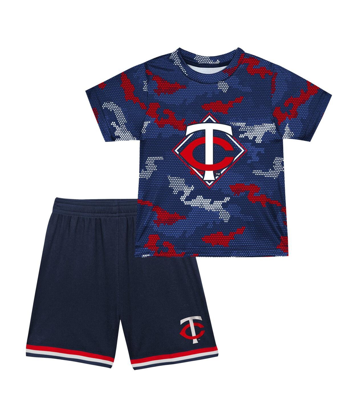 Shop Fanatics Little Boys And Girls Navy Minnesota Twins Field Ball T-shirt And Shorts Set