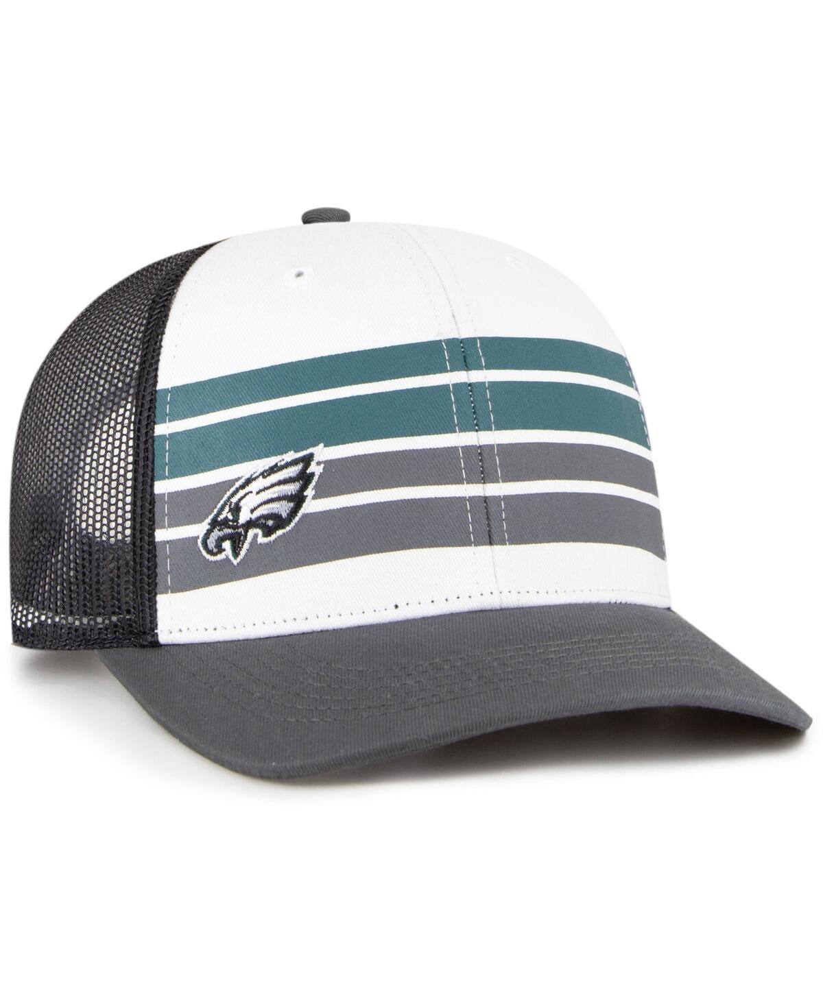 Shop 47 Brand Youth Boys And Girls ' White, Charcoal Philadelphia Eagles Cove Trucker Snapback Hat In White,charcoal