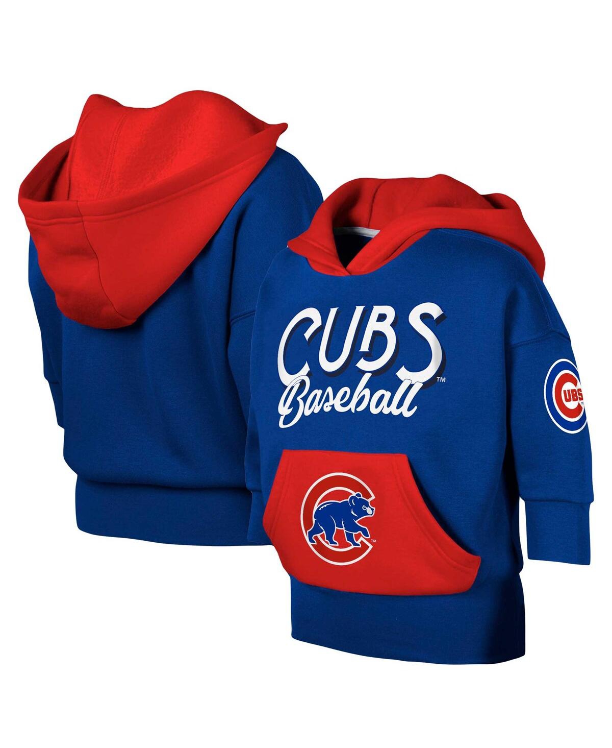 Shop Fanatics Big Girls  Royal Chicago Cubs Team Practice Fashion Three-quarter Sleeve Pullover Hoodie
