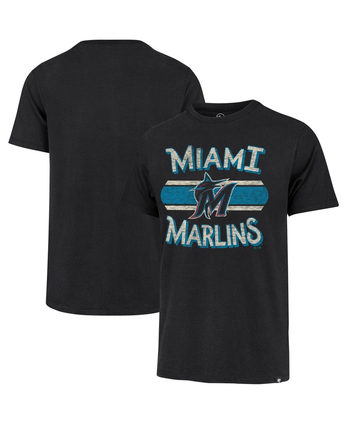 Shop 47 Brand Men's ' Black Distressed Miami Marlins Renew Franklin T-shirt