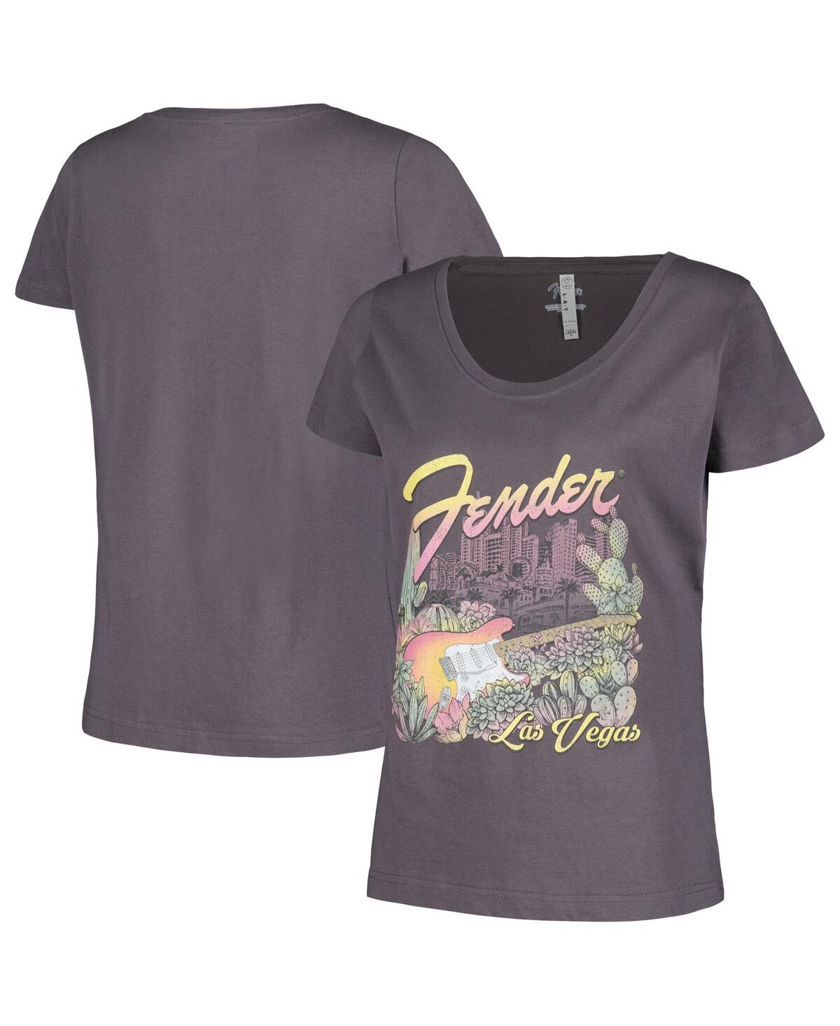 Women's Charcoal Fender Las Vegas Scoop Neck T-shirt - Charcoal