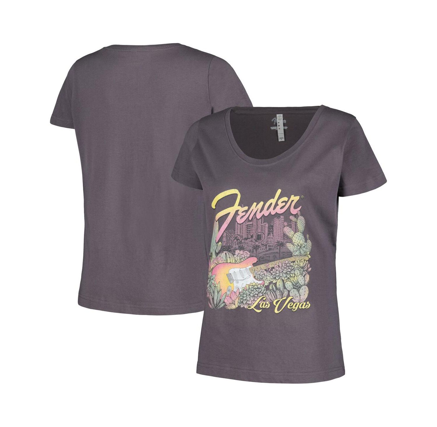 Women's Charcoal Fender Las Vegas Scoop Neck T-shirt