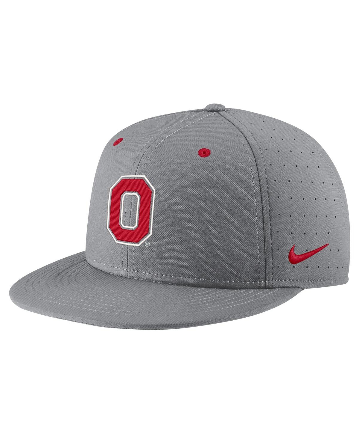 Shop Nike Men's  Gray Ohio State Buckeyes Usa Side Patch True Aerobill Performance Fitted Hat