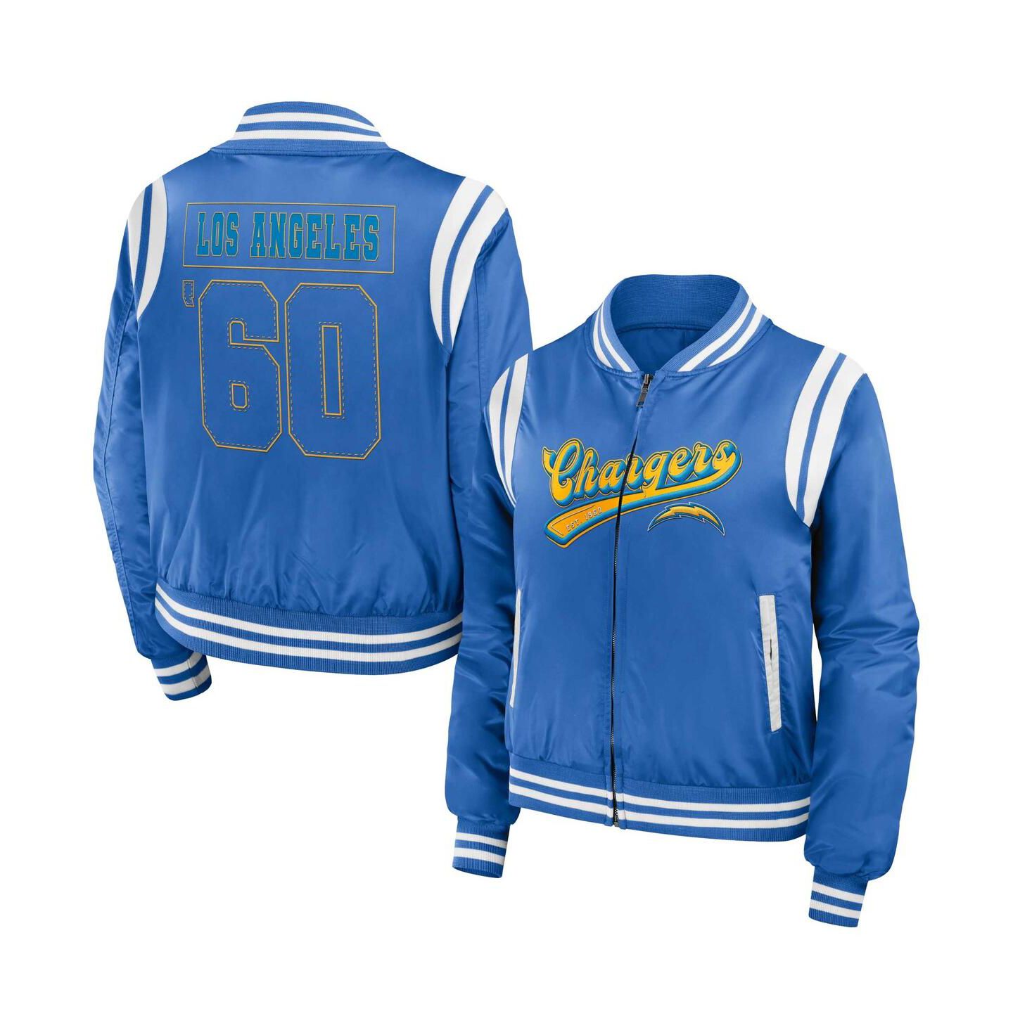 Женская куртка WEAR by Erin Andrews Powder Blue Los Angeles Chargers Bomber Full-Zip — фото 1