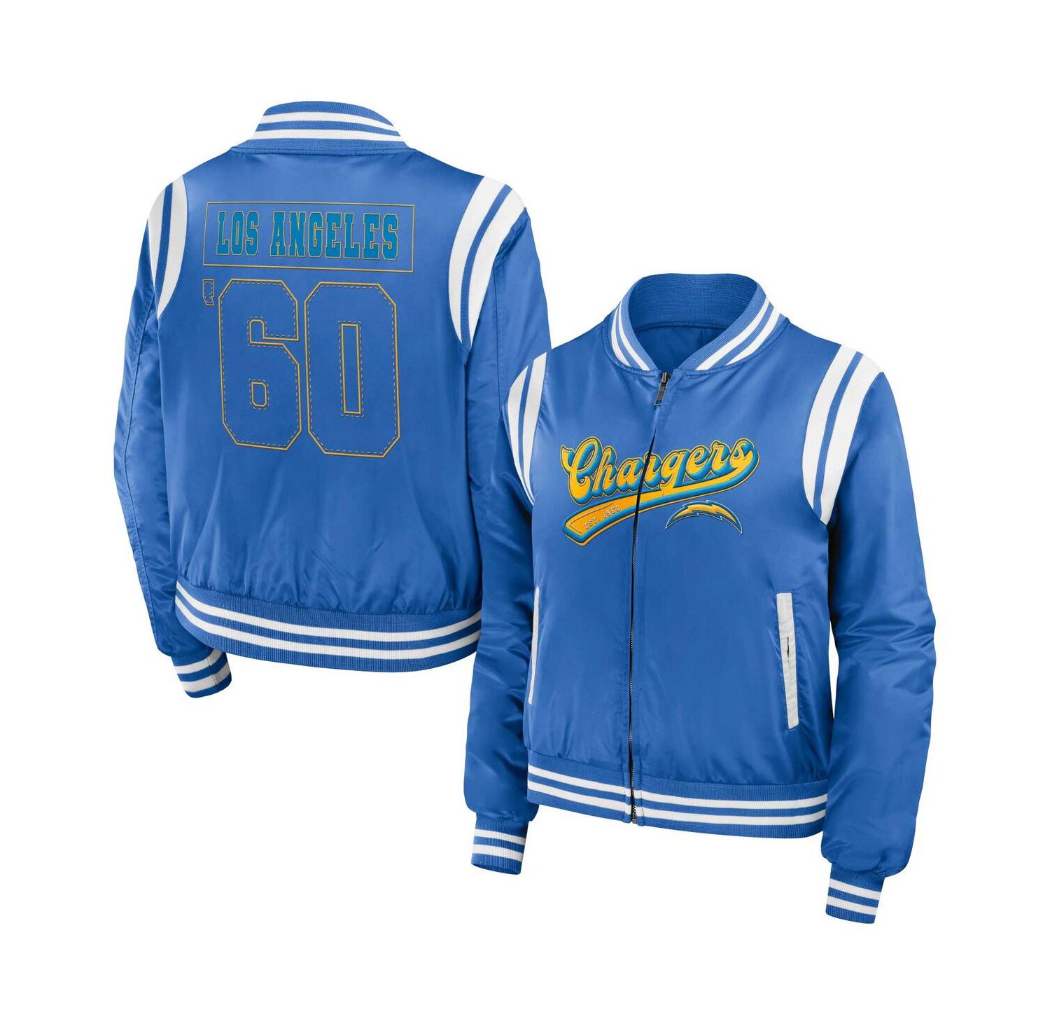 Women's Powder Blue Los Angeles Chargers Bomber Full-Zip Jacket