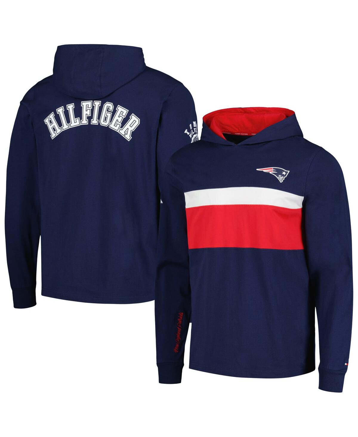 Shop Tommy Hilfiger Men's  Navy New England Patriots Morgan Long Sleeve Hoodie T-shirt