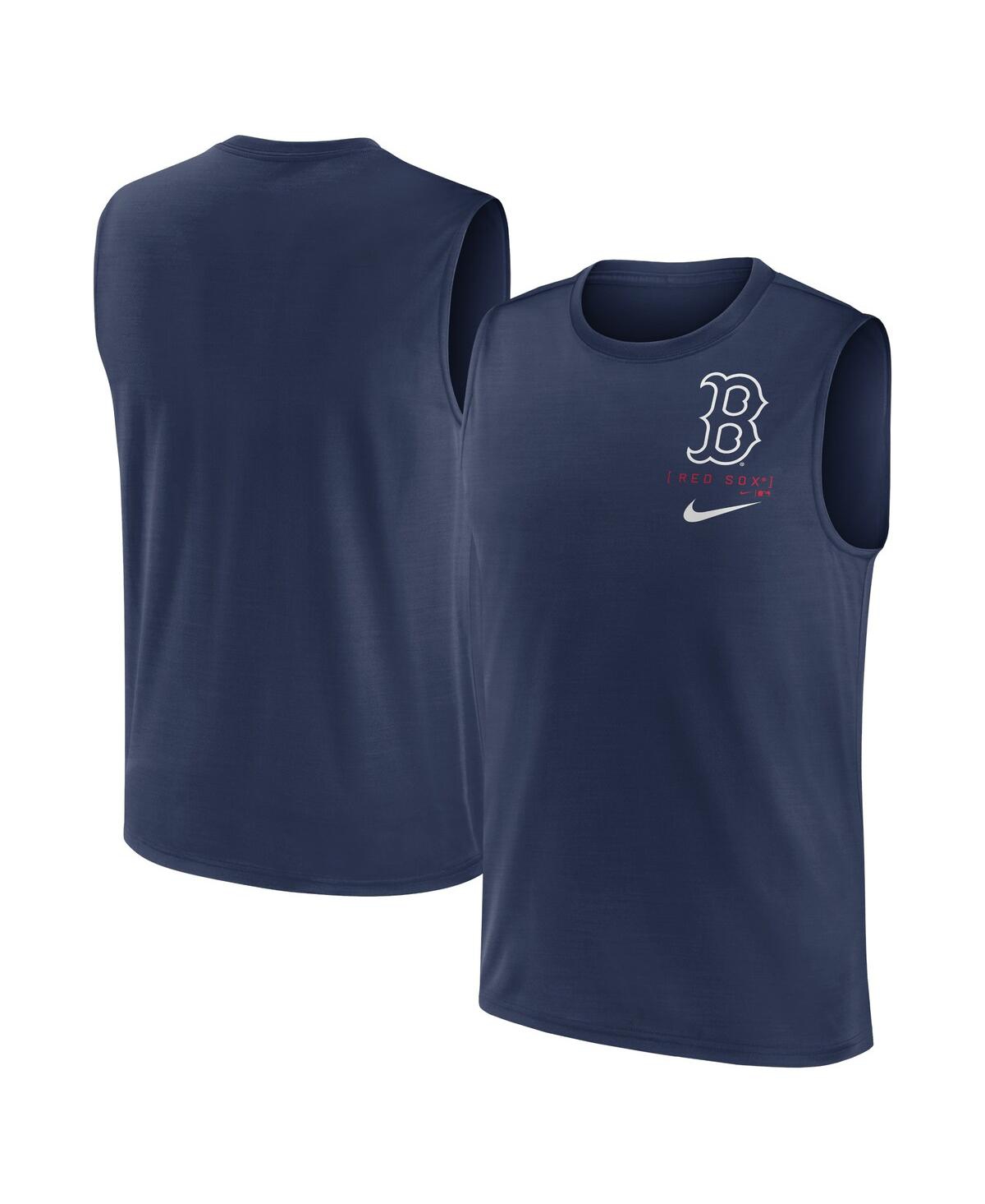 Shop Nike Men's  Navy Boston Red Sox Large Logo Muscle Tank Top