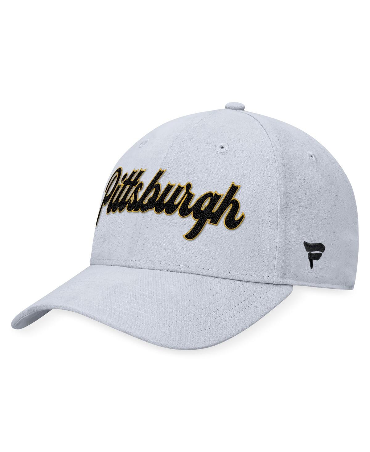 Shop Fanatics Men's  Gray Distressed Pittsburgh Penguins Heritage Vintage-like Suede Adjustable Hat
