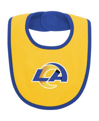 Baby Boys and Girls Royal, Gold Los Angeles Rams Home Field Advantage Three-Piece Bodysuit, Bib and Booties Set