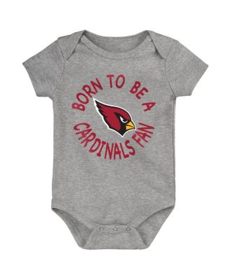 Baby Boys and Girls Cardinal, Black, Gray Arizona Cardinals Born to Be 3-Pack Bodysuit Set