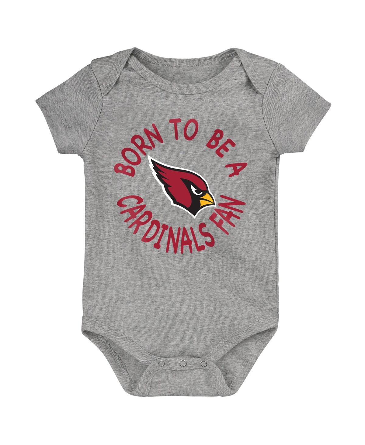 Baby Boys and Girls Black, Gray Arizona Cardinals Born to Be 3-Pack Bodysuit Set - Black, Gray