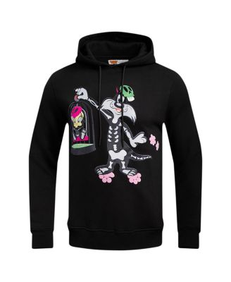 Men's and Women's Black Looney Tunes Sylvester & Tweety Skeleton Pullover Hoodie