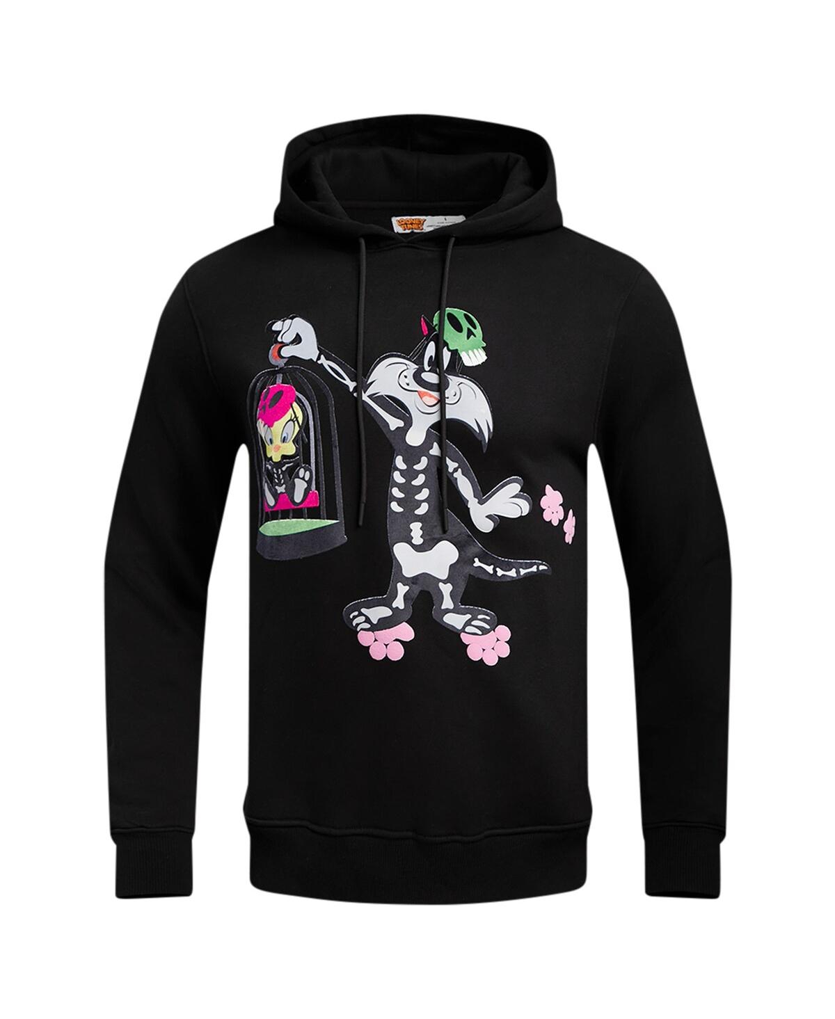 Shop Freeze Max Men's And Women's  Black Looney Tunes Sylvester & Tweety Skeleton Pullover Hoodie