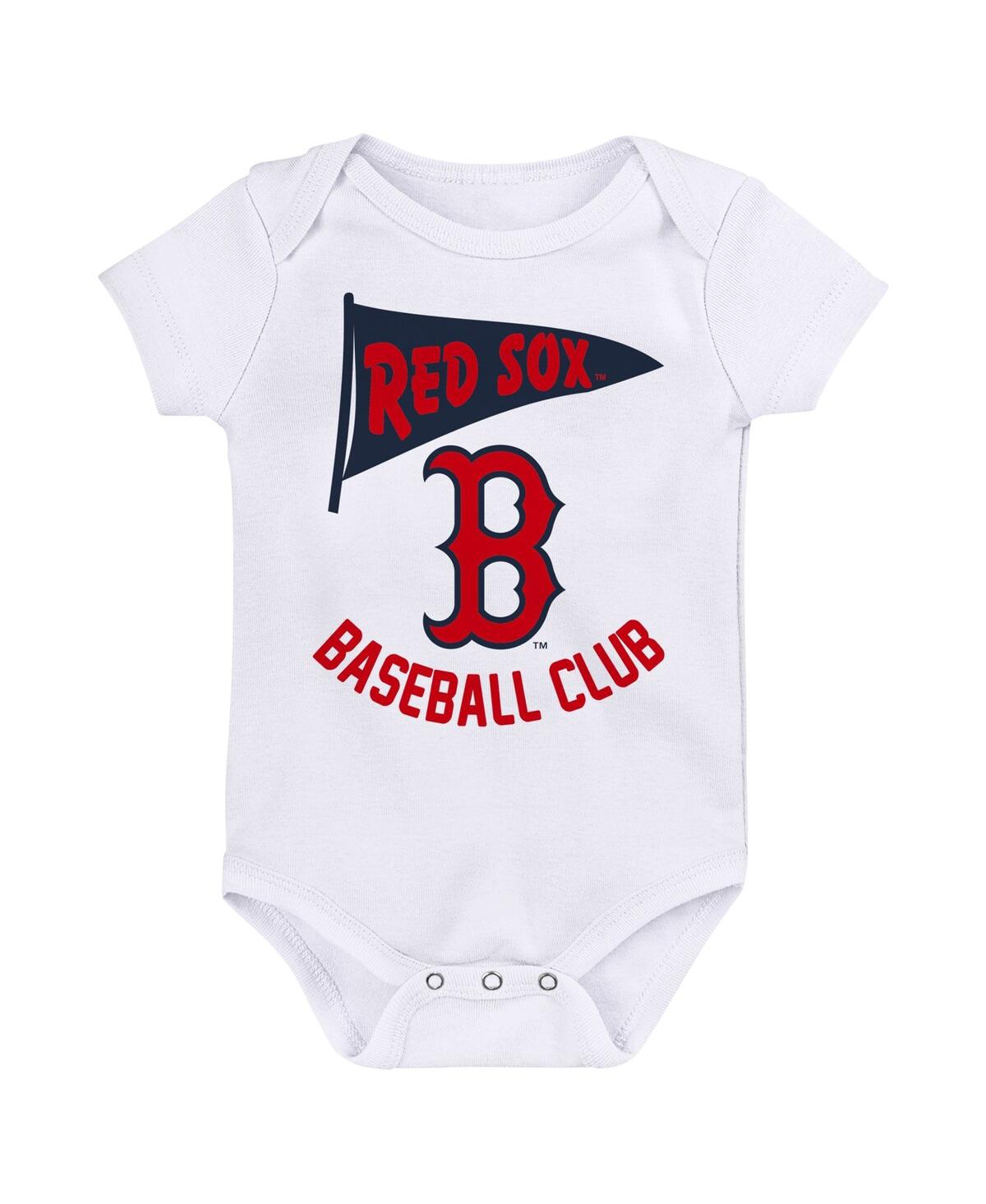 Shop Fanatics Baby Boys And Girls  Boston Red Sox Fan Pennant 3-pack Bodysuit Set In Navy