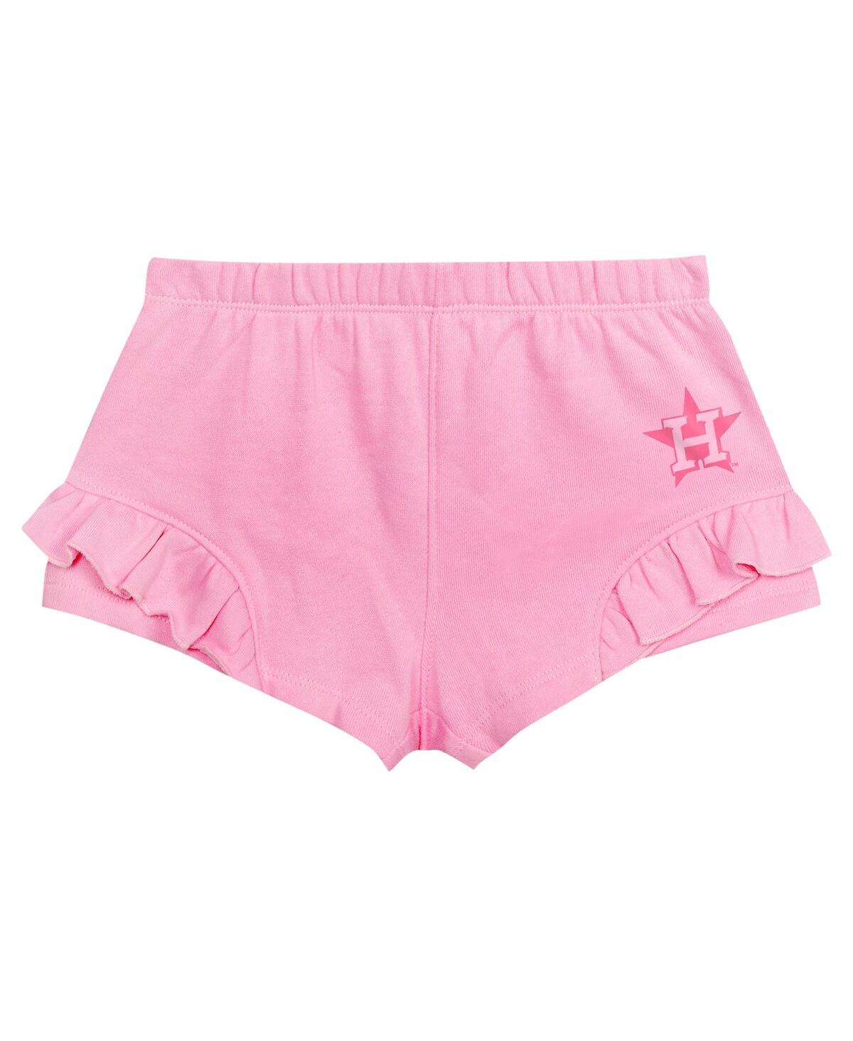 Shop Fanatics Girls Toddler  Pink Houston Astros Dugout Cute T-shirt And Shorts Set