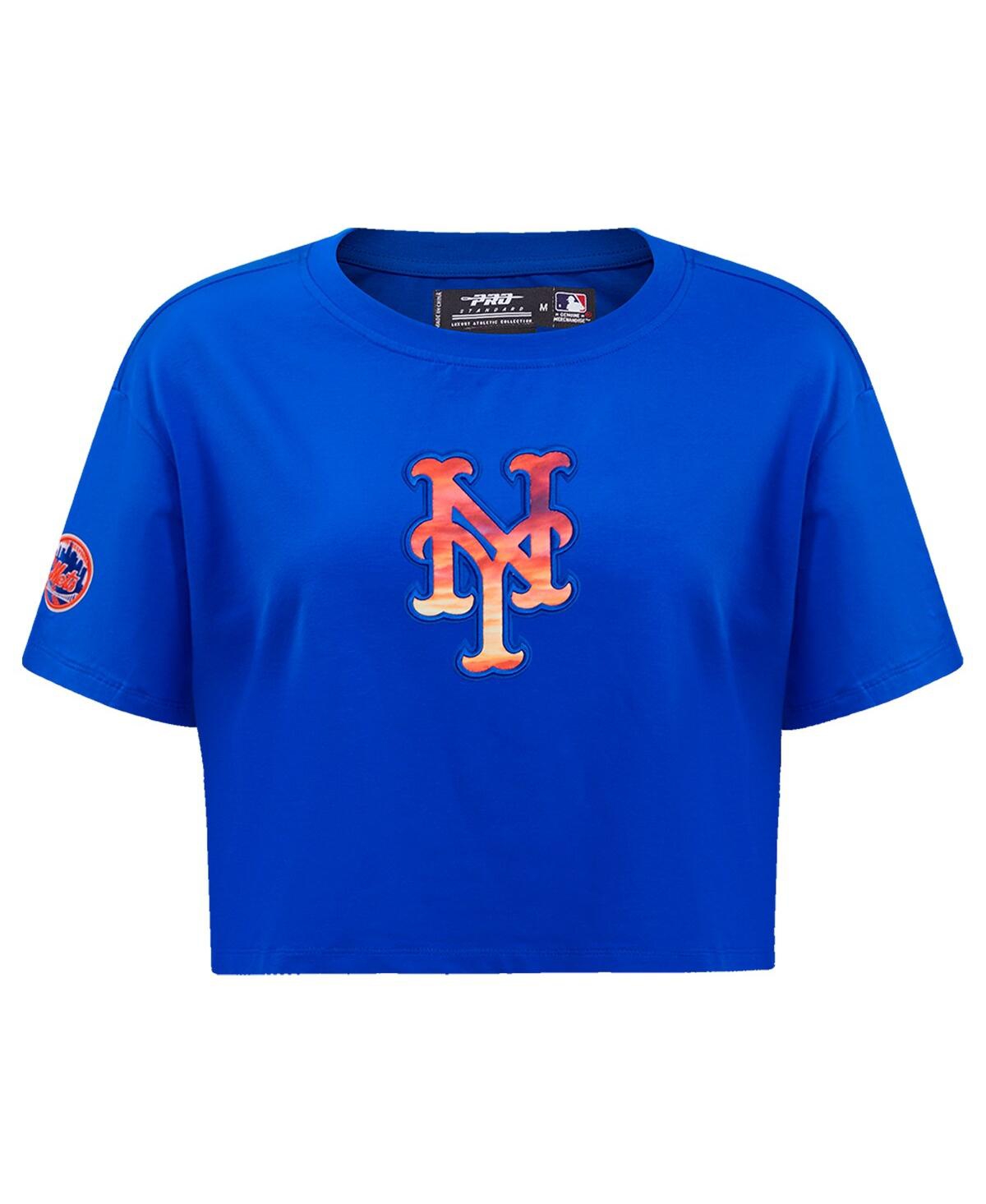 Shop Pro Standard Women's  Royal New York Mets Painted Sky Boxy Cropped T-shirt