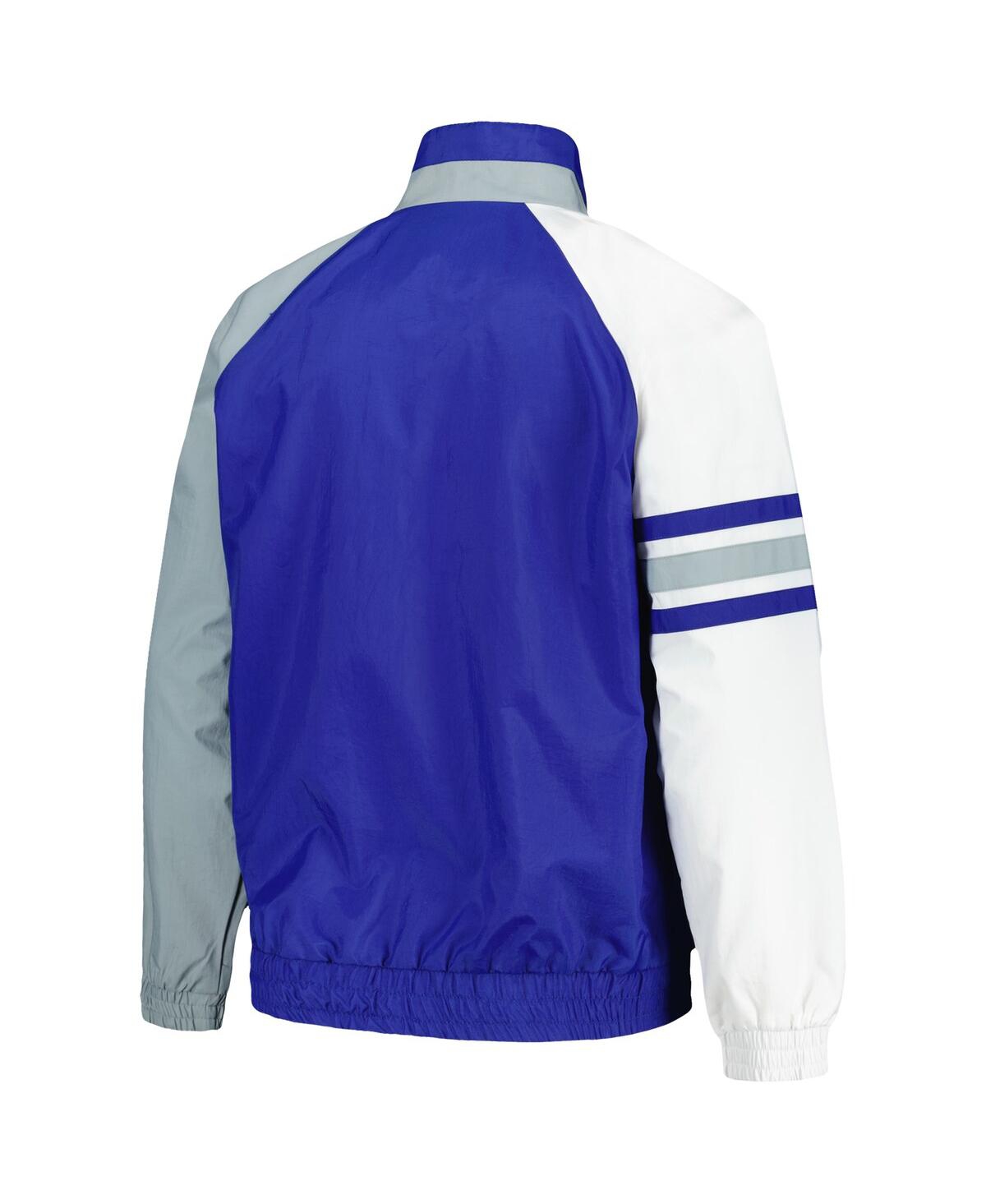 Shop Starter Men's  Royal, Gray Los Angeles Dodgers Elite Raglan Half-zip Jacket In Royal,gray