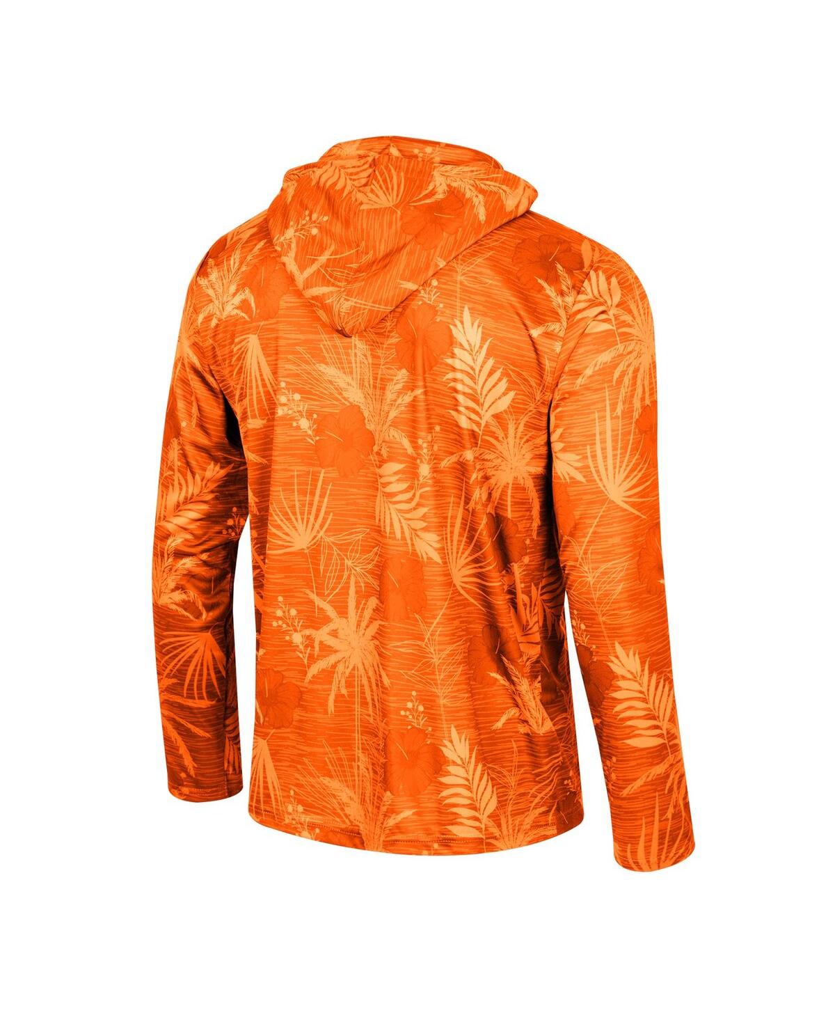 Shop Colosseum Men's  Orange Miami Hurricanes Palms Printed Lightweight Quarter-zip Hooded Top