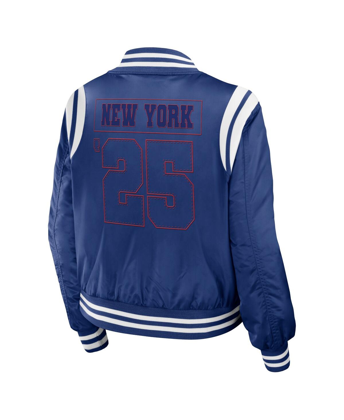 Shop Wear By Erin Andrews Women's  Royal New York Giants Bomber Full-zip Jacket