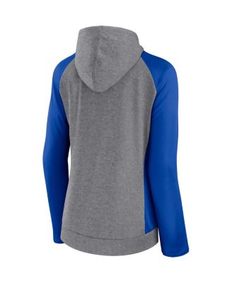 Women's Heather Gray, College Royal Los Angeles Rams Blind Side Lightweight Full-Zip Hoodie