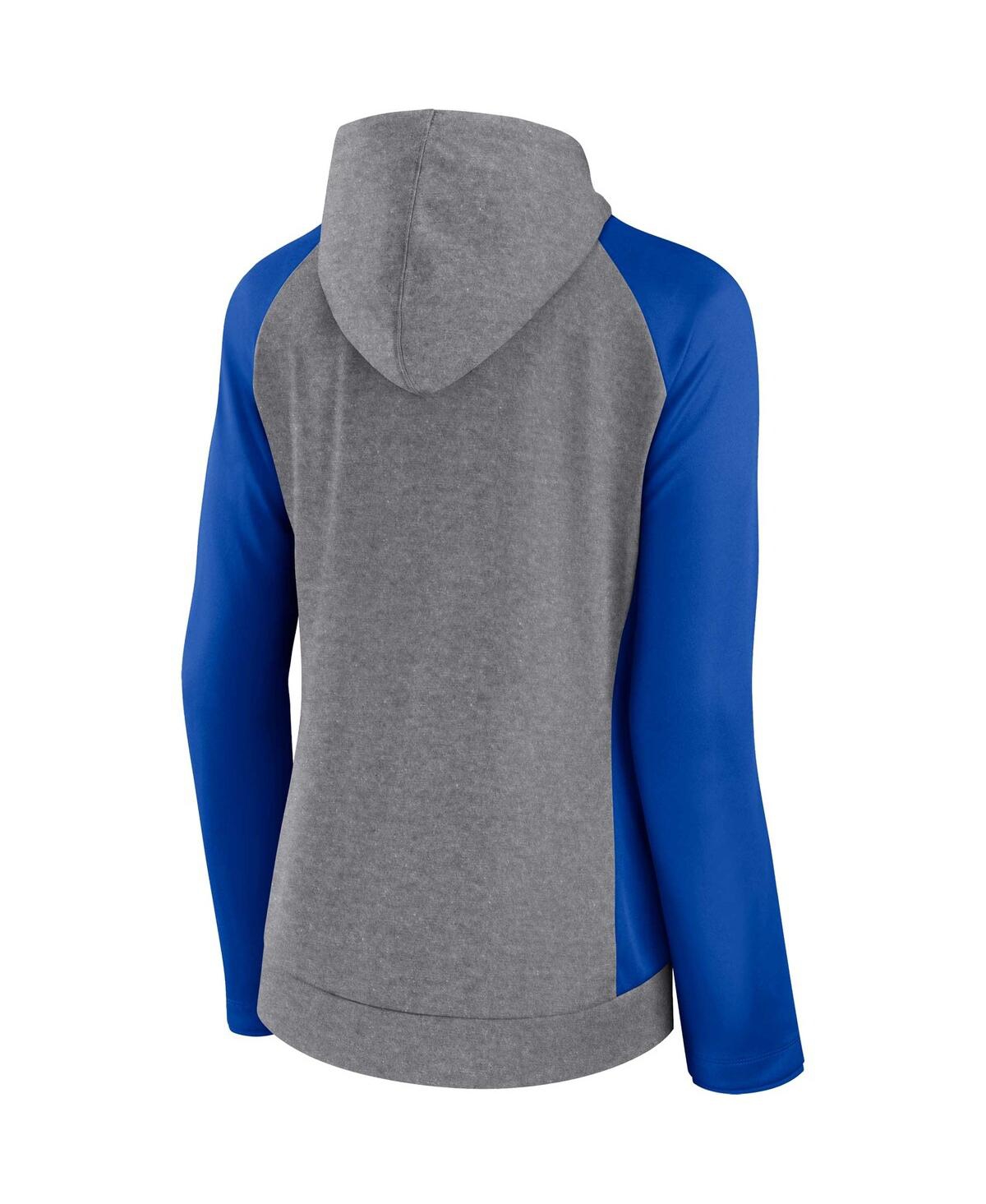 Fanatics Branded  Heather Gray/college Royal Los Angeles Rams Blind Side Lightweight Full-zip Hoodie In Heather Gray,college Royal