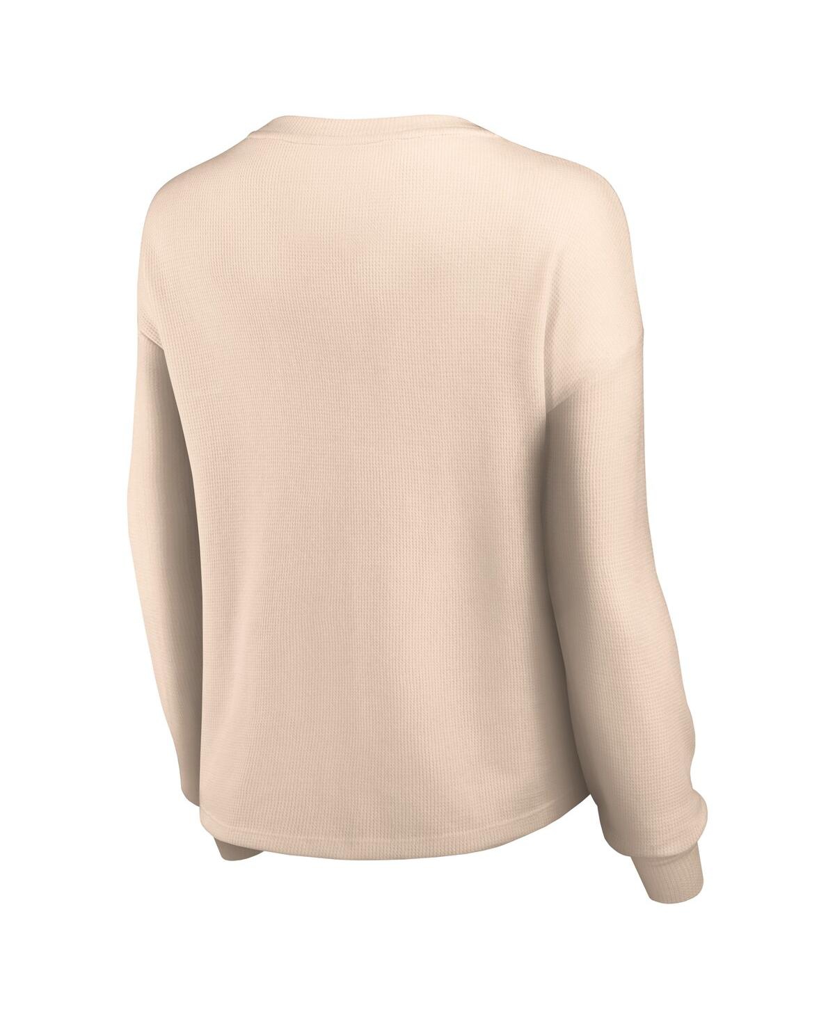 Fanatics Women's  Tan Distressed Las Vegas Raiders Go For It Notch Neck Waffle Knit Lightweight Long In Tan