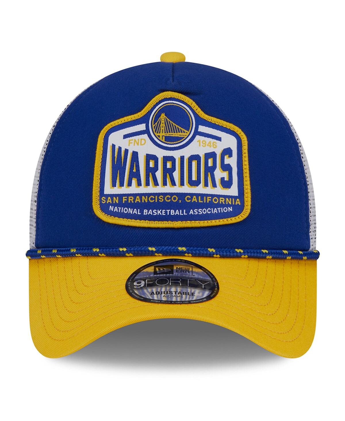 New Era Men's  Royal, Gold Golden State Warriors 2024 Nba All-star Game A-frame 9forty Trucker Hat In Royal,gold